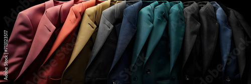 A photo set of folded blazers and jackets in different colors. created with technology photo