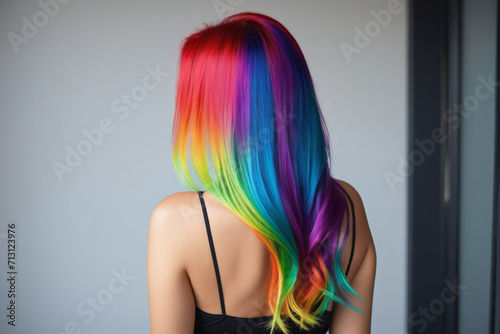 Candid hot from behind of a girl with rainbow hair