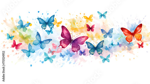 Watercolor colorful butterflies