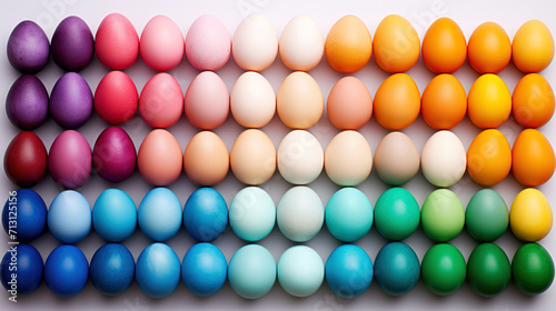 Lots of colorful Easter eggs painted in multicolored tones. Easter celebration background