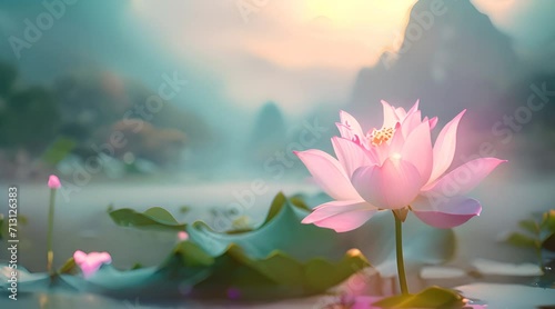 lotus flower in the morning photo