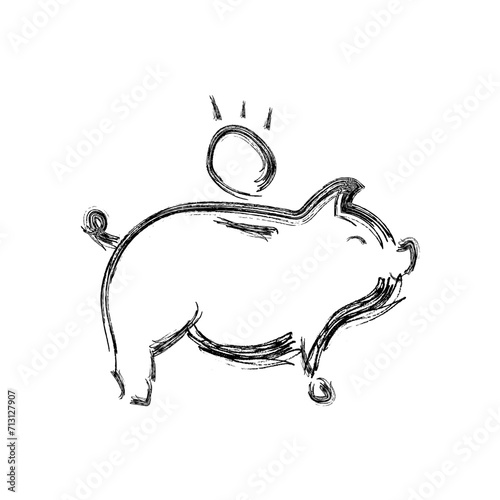 Piggy bank hand drawn illustration