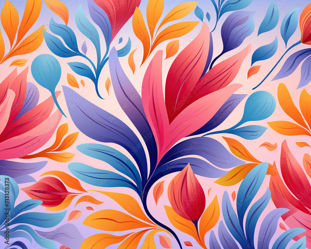 Abstract multicolored fantasy flowers pattern