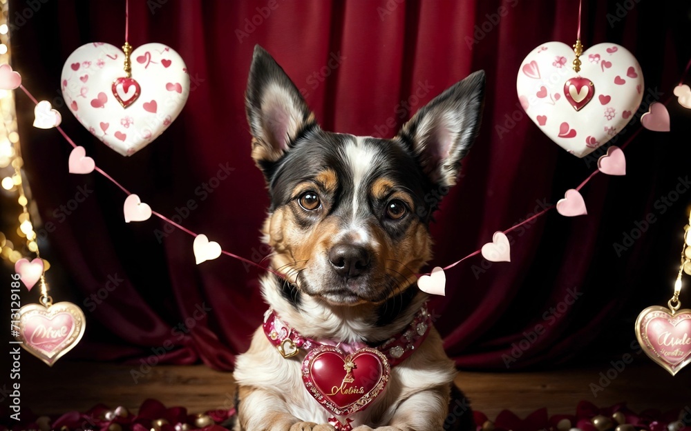 A Heartwarming Valentine's Day Celebration with Your Adorable Canine Companion ai generated