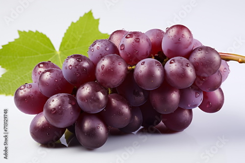 Close-up grape with water drops, closeup, isolated on white, AI generate