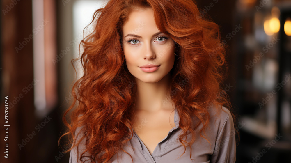 A girl with lush red hair. A girl with lush red hair.