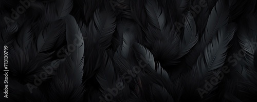 dark black feathers background as beautiful abstract wallpaper header © Andrey