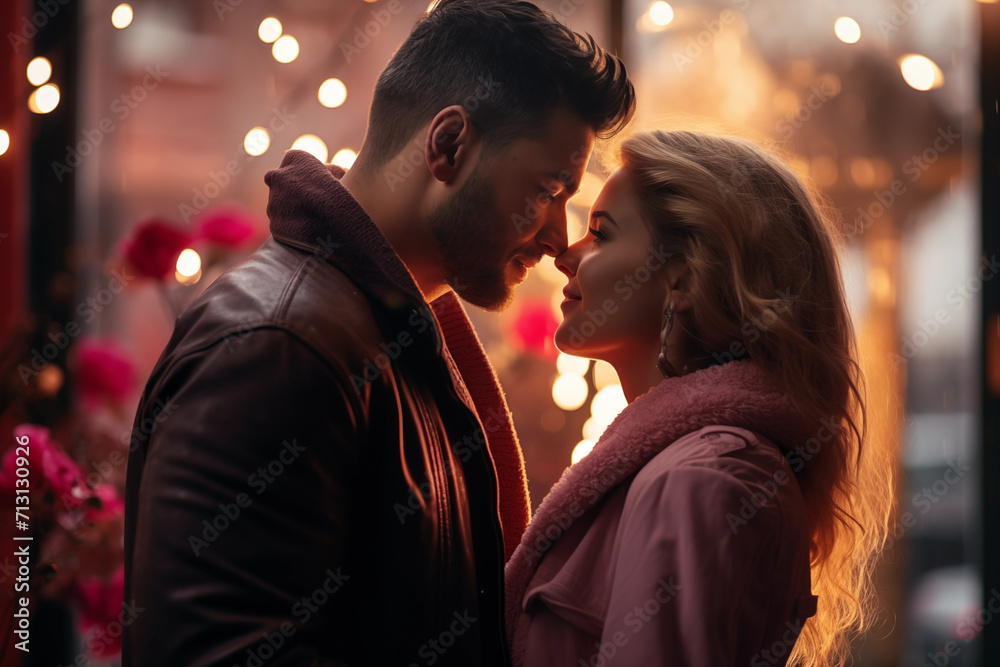 Fototapeta premium Valentine's Day couple in love, romantic date, lovers