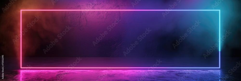 Glowing neon frame on a dark background. Glowing neon frame on a dark background.