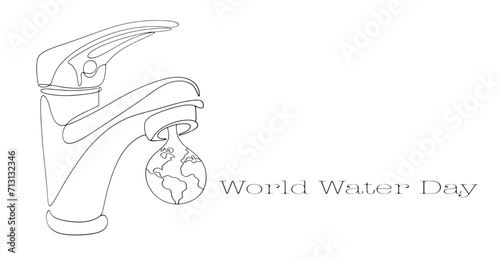 Water faucet. Water drop. World Water Day.