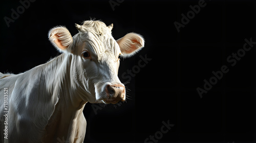 White Clarabelle Cow On Isolated Black Background. world religion day  world animals  day  religious animals  Generative Ai