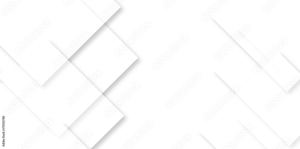 Abstract white background with diamond and triangle shapes layered in modern abstract pattern design.Grey white abstract square background geometry shine and layer element vector for presentation.