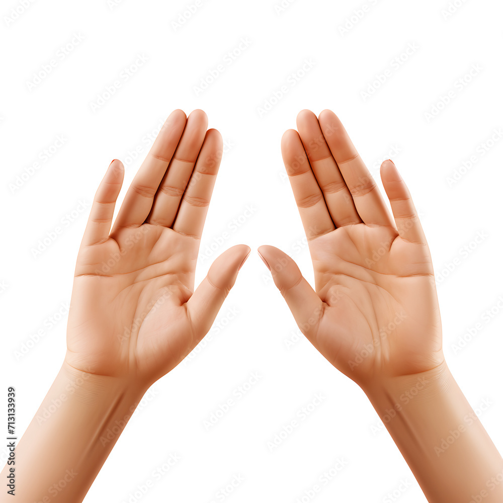 open hand gesture, high five gesture isolated on white open hand gesture, high five gesture isolated on white