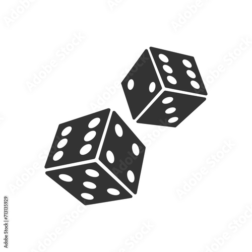 Game dice graphic icon. Two black dice sign isolated on white background. Vector illustration