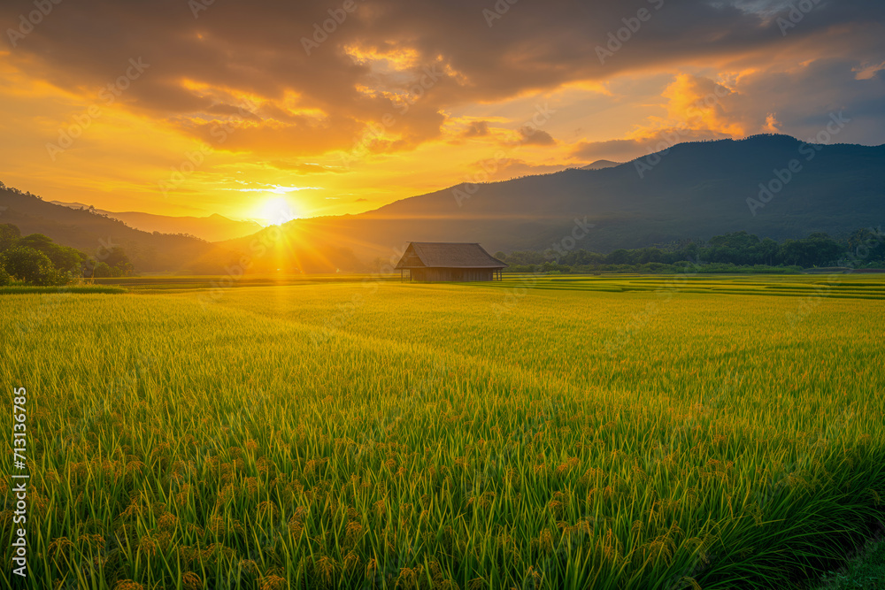 Sunset Radiance on Rural Farmland