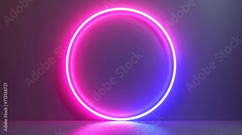 Neon glowing frame in the shape of a circle