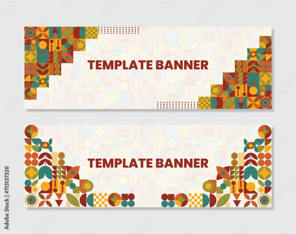 Fototapeta premium Banners with Colorful Geometric Shape Background Design