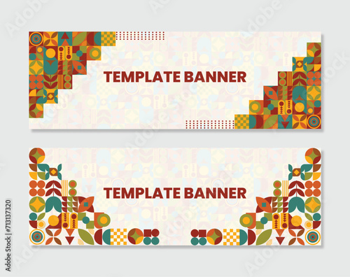 Banners with Colorful Geometric Shape Background Design