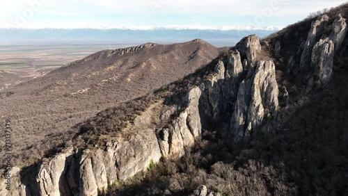 Aerial view of Eagle Gorge natural monument canyon cliffs in Dedoplistskaro, Georgia photo