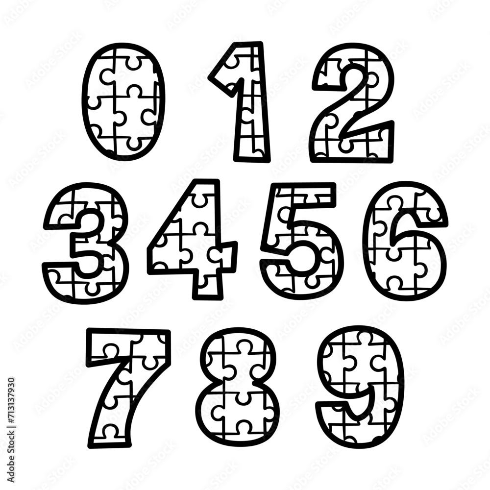 Cute Alphabet Number Jigsaw Line. Lovely letters design for decoration. Vector Illustration about Character. Cute Alphabet Number Jigsaw Line. Lovely letters design for decoration. Vector Illustration about Character.