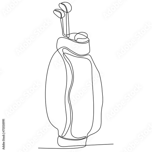 Continuous line drawing of golf bag and golf club vector illustration minimalistic concept against white background