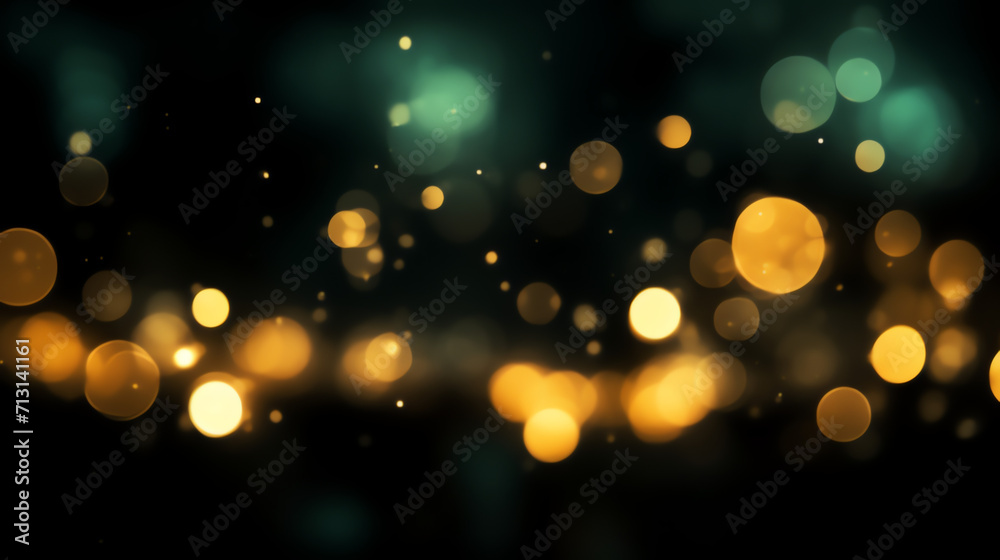 Bokeh effect background of green and yellow lights