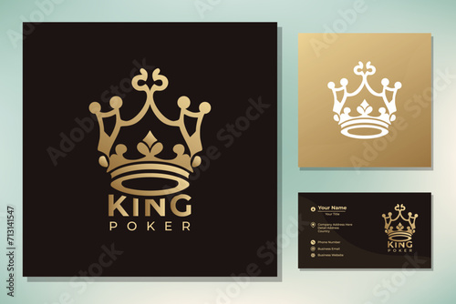 Golden King Crown with Ace Spade for Game Card or Casino Poker Club logo design (ID: 713141547)