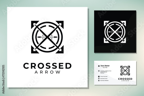 Crossed Arrows Vintage Retro Rustic Hipster for Archer Hunting Label Stamp logo design