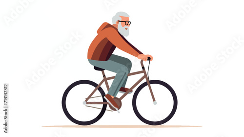 Old man riding bycicle illustration vector