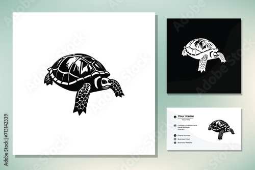 turtle wildlife animals outline logo design vector illustration