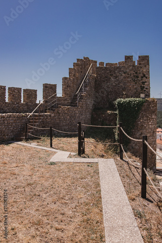 Penela Castle, in Coimbra Portugal, with its walls on a sunny summer day.