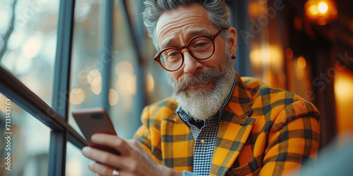 Älterer Mann mit Smartphone in der Hand | Stadtleben