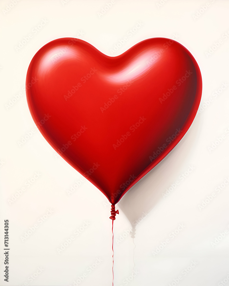 Red heart balloon on a wooden floor with a red scarf. 3d rendering