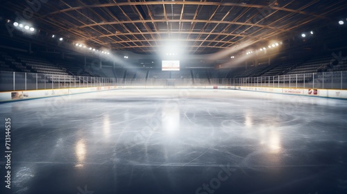Ice rink awaits. Empty hockey ice rink sport arena.
