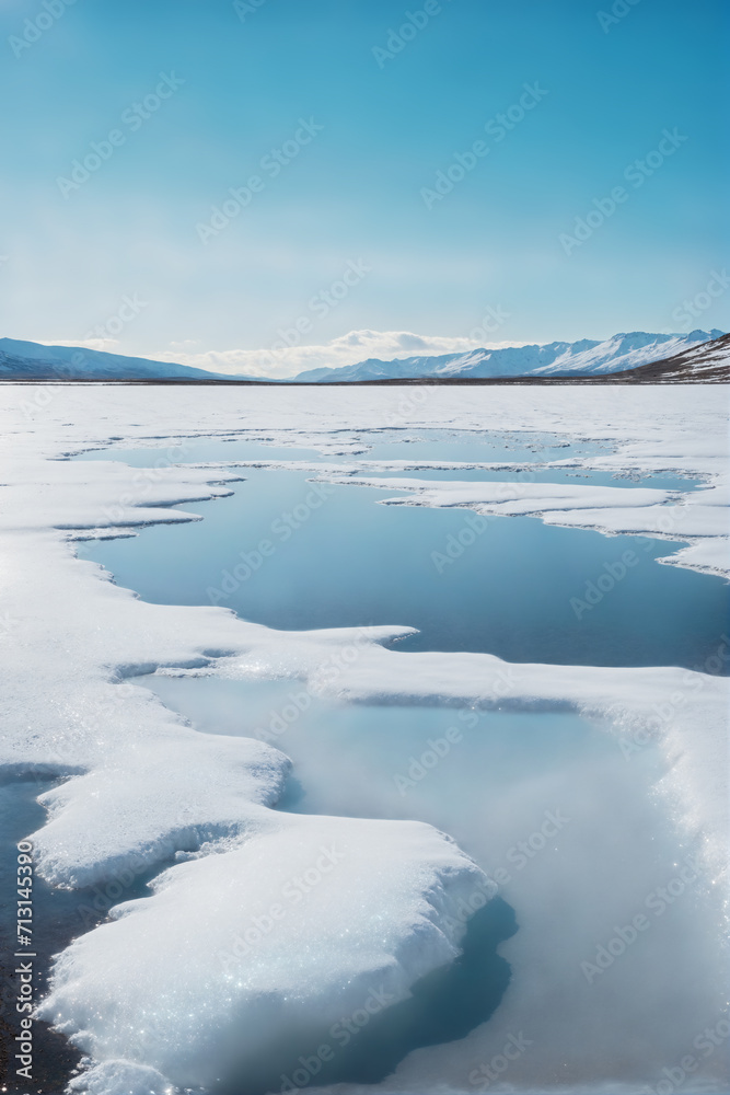 landscape with snow and lake landscape with snow and lake