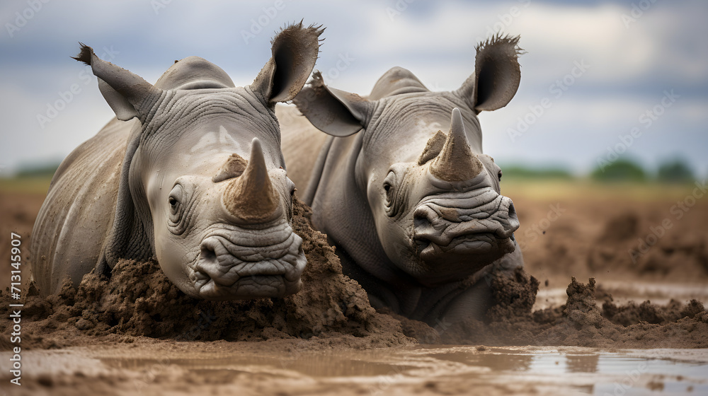 Relaxing Rhinos in a Swamp, Generative AI Relaxing Rhinos in a Swamp, Generative AI