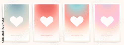 Valentine's Day Gradient Poster Templates. Romantic Heart Posters. Modern Y2K Trend Design A4 Covers for Greetings, Invitations, Prints and Social Posts