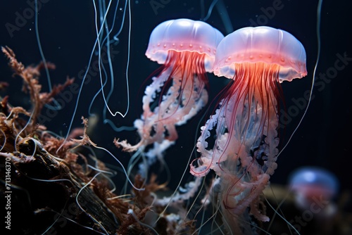 Beautiful jellyfish swimming in the water. Underwater world. Ecology and environmental protection concept © Berezhna_Iuliia