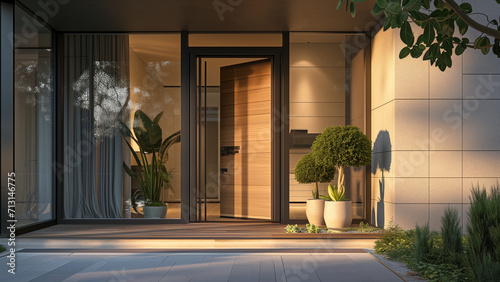Dawn’s Welcome: Modern Front Door of an Apartment