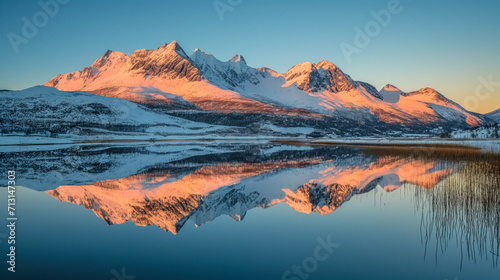 Winter Mountainscape with Crisp Reflection