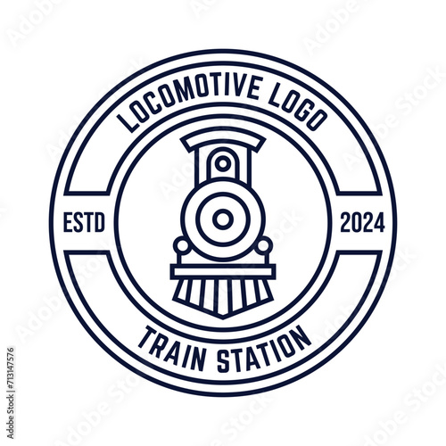 Old Locomotive Train Machine Logo Design Vector