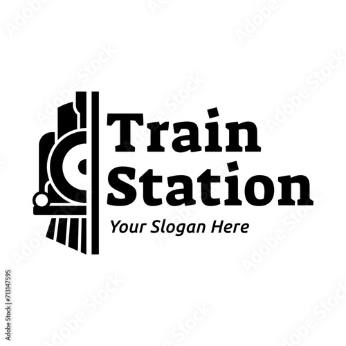 Old Locomotive Train Machine Logo Design Vector