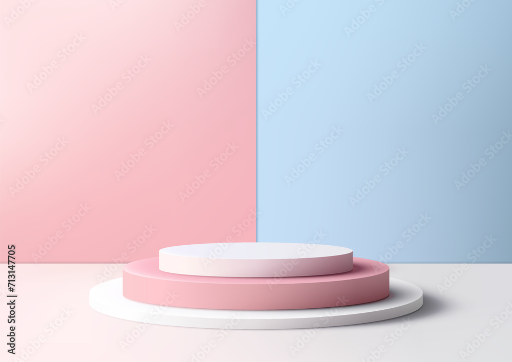 Pink and Blue Pastel Podium Mockup, Showcase Products in Style Pink and Blue Pastel Podium Mockup, Showcase Products in Style
