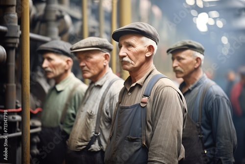 early 20thcentury factory workers at machines