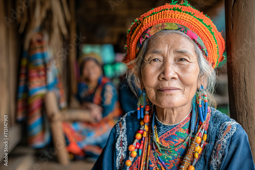 Elderly Woman in Traditional Attire 