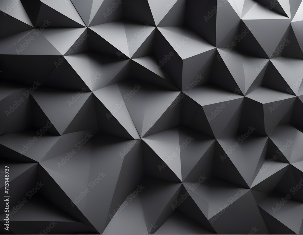 Fototapeta premium Black white dark gray abstract background. Geometric pattern shape. Line triangle polygon angle. Generative AI