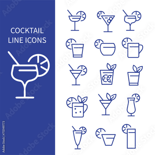 set of cocktail icon vector design