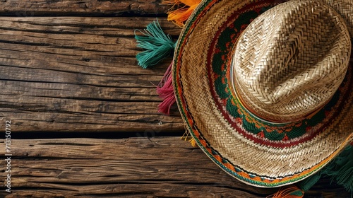 Mexico cinco de mayo wood background mexican sombrero