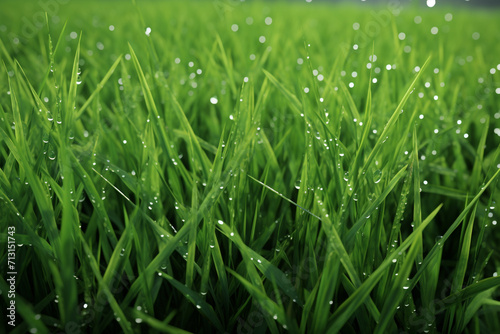 Nature wet grass in a field