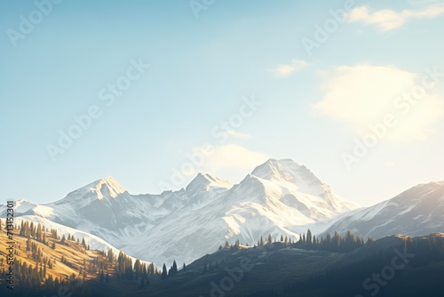 snowcapped mountain peaks in the morning light